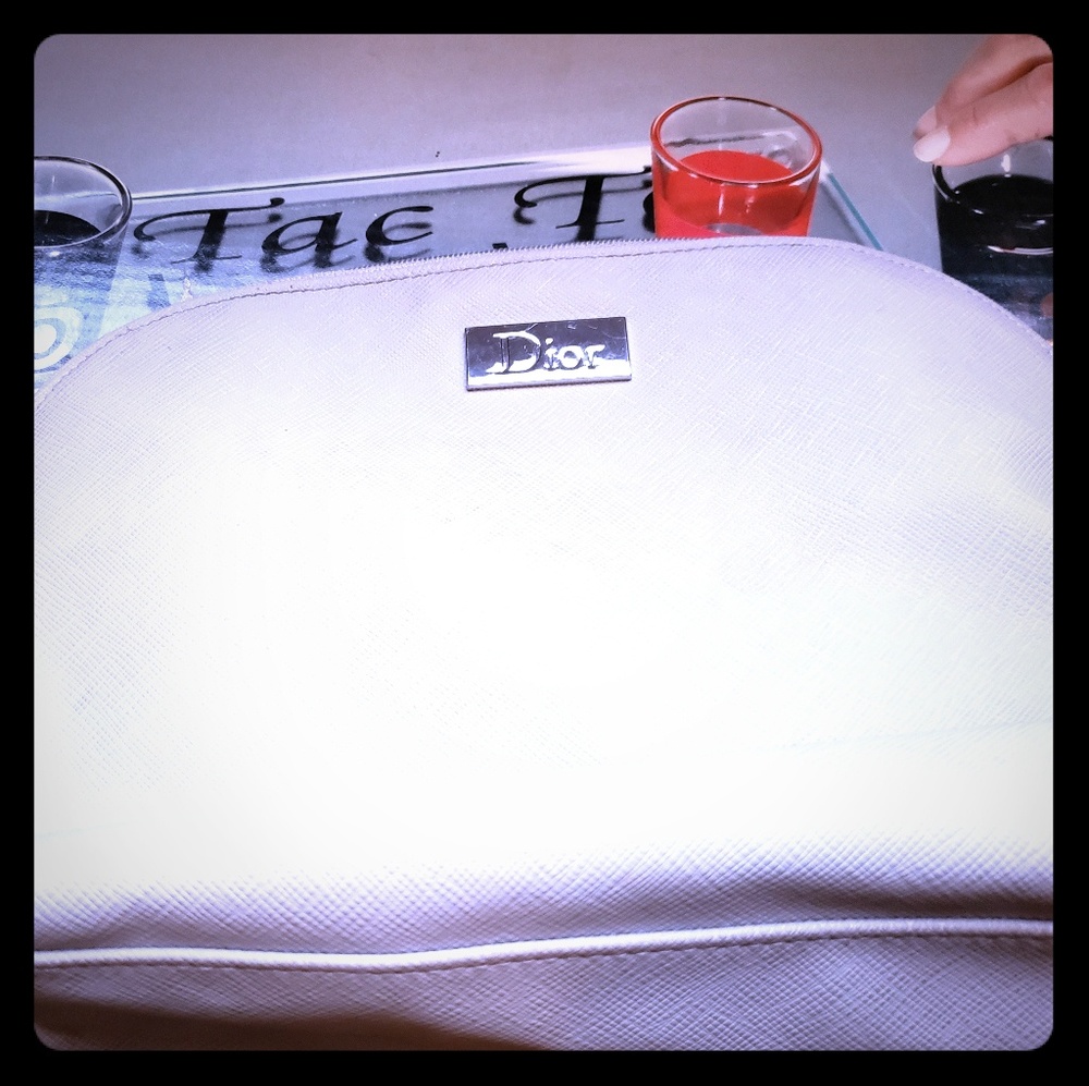 Dior makeup bag with silver print